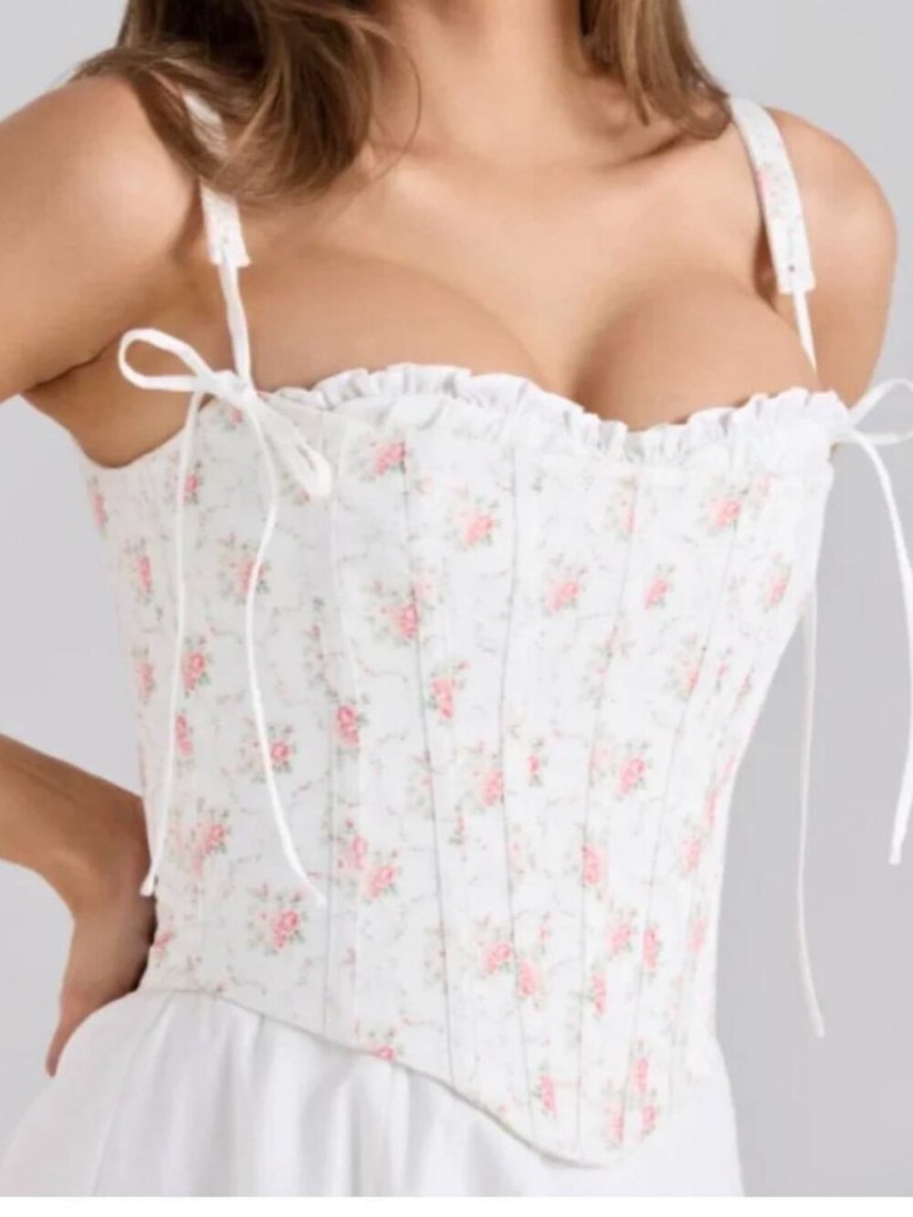 House of CB Clarabelle Rose Print Cotton Corset Size Small